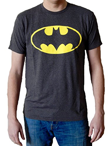 Batman Classic Logo Mens Charcoal Heather T-Shirt