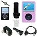 SanDisk Sansa Fuze Silicone Skin Case Cover (Pink) w/ USB 2in1 Sync Charging Cable, Universal USB Wall Charger, Universal USB Car Charger, Retractable Auxiliary 3.5mm to 3.5mm MP3 Jack Cable, Screen Protector / Guard