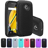 Moto E (2nd Gen) Case, LK [Shock-Absorption] Hybrid Dual Layer Armor Defender Protective Case Cover for Motorola Moto E (2nd Generation) (Black)