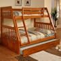 Honey Twin Full Mission Bunk w/ Trundle: Desk Hutch & Chair, TV Stand, 5 Drawers