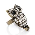 Crystal Owl Fashion Ring Burnt Gold