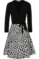 Wrap Nylon/Rayon/Spandex/Viscose Fit-and-Flare Snake Print Dots Print  Dress