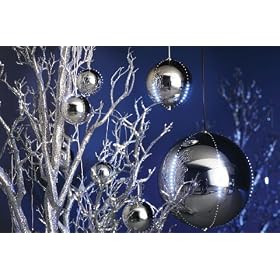 Snowfall - Set of 5 Silver Lighted LED Christmas Snowballs 80MM by Dekra-Lite