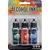 Ranger Adirondack Alcohol Ink 1/2-Ounce, 3-Pack, Rustic Lodge, Bottle/Terra Cotta/Denim