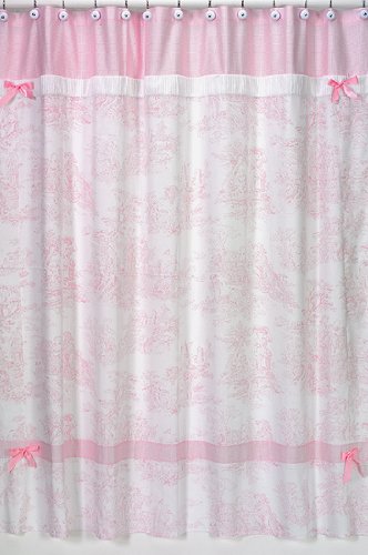 Pink French Toile Kids Shower Curtain