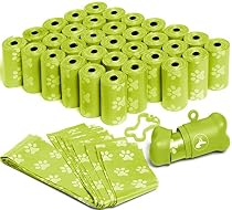 OxGord 1000 Black Pet Dog Waste Bags for Poop Removal Disposal Heavy Duty with Walk Leash Bone Dispenser and Leash Clip, Disposal, Green
