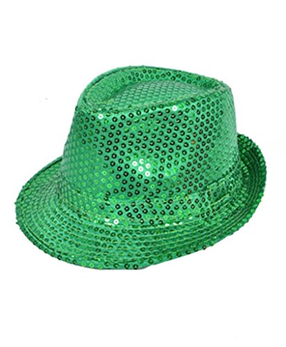 Buckletown Sequined Fedora Hat (Green)