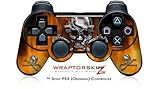 Sony PS3 Controller Skin Chrome Skull on Fire
