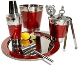  : Pike Street 8-Piece Bar Set, Red and Stainless Steel
