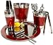 Kitchen & Housewares : Pike Street 8-Piece Bar Set, Red and Stainless Steel