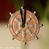 BUDDHISM SYMBOL DHARMA WHEEL TIBET AMULET TALISMAN GENUINE SOLID COPPER PENDANT BUDDHIST NECKLACE