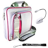 Kindle DX Case (Fits 9.7" Display, Latest Generation Kindle DX) Kroo Blue and Gray Creamy Carrying Case with Optional Shoulder Strap + Includes a 4-inch Ebigvalue (TM) Determination Hand Strap + Includes a White Mighty Light UltraFlex2 Dual Bright LED eBook Reader Light