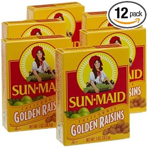 Sun Maid California Golden Raisins, 6-Count, 1-Ounce Boxes (Pack of 12) by Sun Maid
