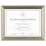 DAX Antique Colored Document Frame With Certificate Metal 8-1/2 X 11 Silver ....