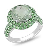 Sterling Silver 5 1/8 CT TGW Green Amethyst and Tsavorite Fashion Ring