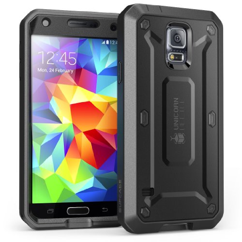 SUPCASE Samsung Galaxy S5 Case - Unicorn Beetle PRO Series Full-body Hybrid Protective Case with Built-in Screen Protector (Black/Black), Dual Layer Design/Impact Resistant Bumper Prime