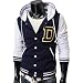 TheLees Mens Casual Embroidered Varsity Hood Baseball Jacket NAVY Medium(US Small)