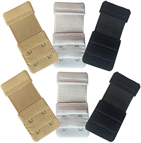 Erace Elastic Adjustable Bra Extender 2 Hook 2 Rows Narrow Bra Band Extension 6-Pack