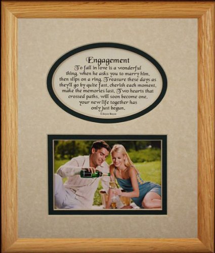 8x10 ENGAGEMENT Picture & Poetry Photo Gift Frame ~ Cream/Hunter Green Mat ~ Wonderful Gift Idea for the Newly Engaged Couple!