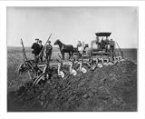 Historic Print (L): Plowing with gasoline tractor pulling 12-16 inch plows on John B. Siemer Farm, Harmony T