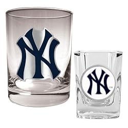 New York Yankees MLB Rocks Glass & Square Shot Glass Set - Primary Logo