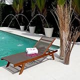 Teak & Mesh Fabric The Ultimate Sun Lounge - Color Iron-Gray
