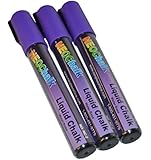 NeoChalk Liquid Chalk Marker Chisel Tip - Neon Purple - Set of 3 Markers