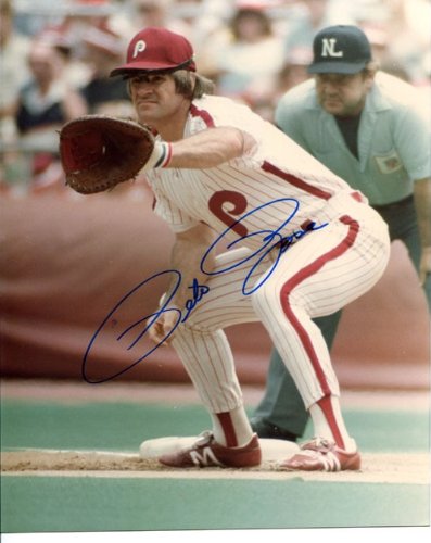 Pete Rose Autographed/Hand Signed Philadelphia Phillies Baseball 8x10 Photo