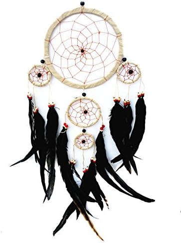 Betterdecor Beautiful Handmade Dream Catcher Hanging Ornament (with a Gift Bag)- Multi Colors with Long Feathers (Beige)