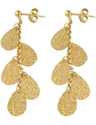 14 Karat Yellow Gold Hammered Teardrops Dangle Earrings