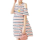 （ワボーズ） Waboats おしゃれ マタニティ レディース 妊婦 ママ ファッション ストライプ　半袖ワンピース 楽ちんワンピ マタニティー 服 レッド XL