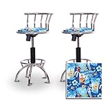 2 24"-29" Elvis Presley Blue Hawaii Fabric Seat Chrome Adjustable Specialty ....