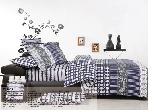 VLN009-3-K Multi Pattern King Size 100% Cotton Duvet 3 Piece Set