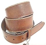 Vintage Look Distressed Tan Leather Strap Belt Snap