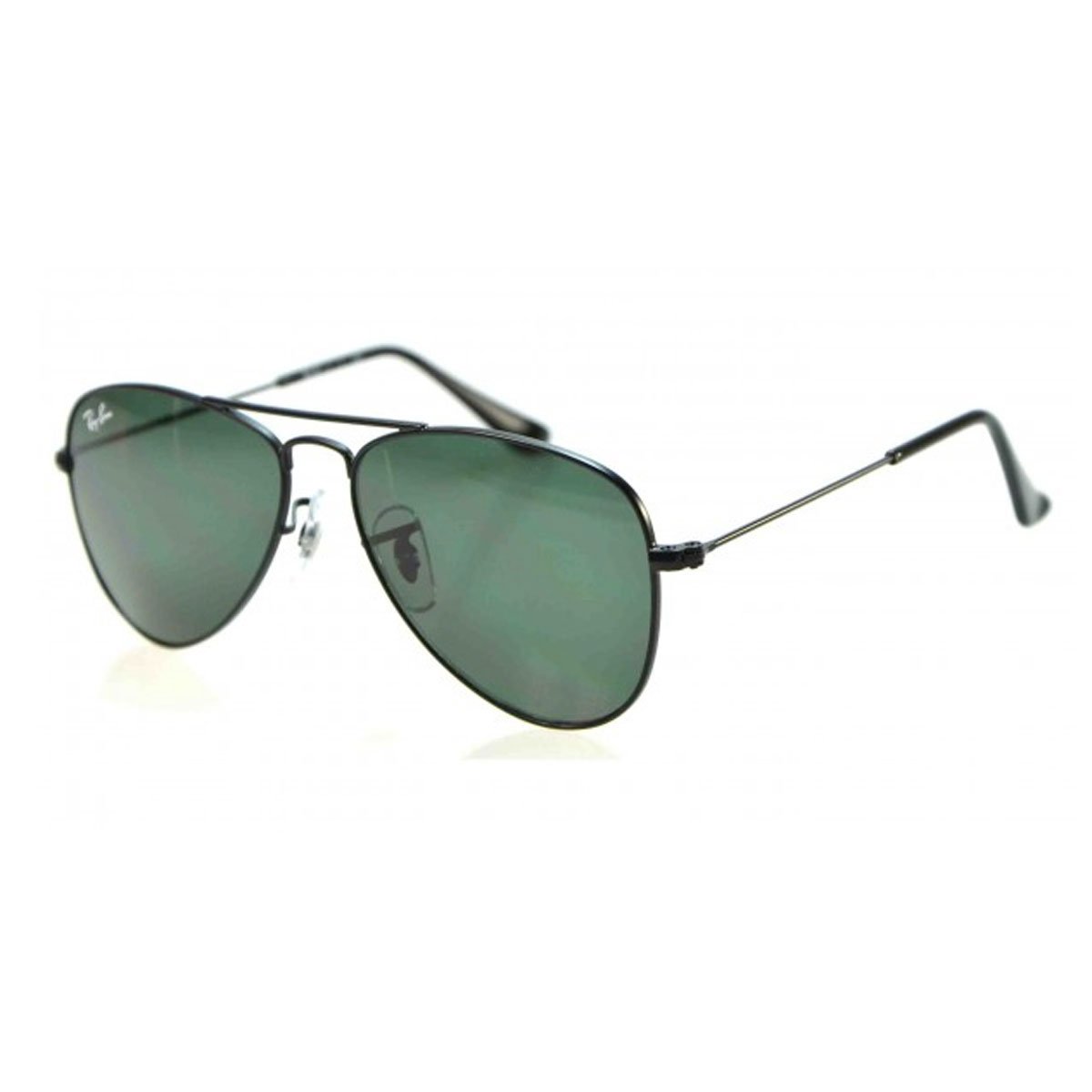RayBan Junior Kids' RJ9506S Aviator Sunglasses Black Frame/Green Solid