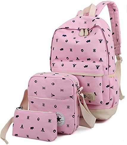 Kmlo Personalized Whole Set Canvas School Bag Double Shoulders Backpack Can Print Letters or Name You Like