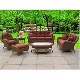 North Cape Catalina Resin Wicker Lounge Set With Coffee Table And End Table - Walnut