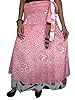 Womens Wrap Skirt Pink Silk Sari Reversible Wrap Around Skirt Sarong Beach Dress