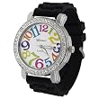 Geneva Women's Platnium Large Round Face Silicone Watch