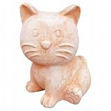 オーナメント キャット 猫 オブジェ 置物 おしゃれ 白薄化粧  陶器 テラコッタ 3922
