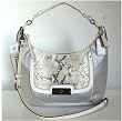 Authentic Coach Kristin Linen Embossed Python Expandable Leather Large Hobo Handbag 16809 Antique Nickel/Ivory