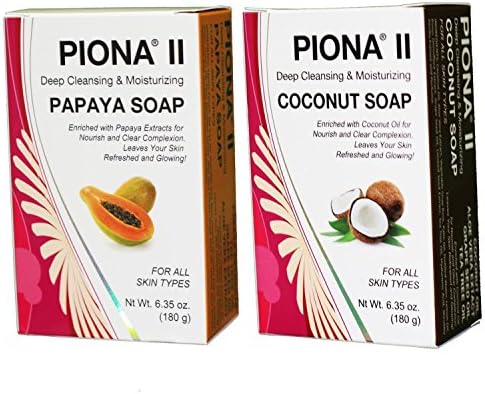 Piona Skincare Kit! Includes: Piona II Deep Cleansing &amp; Moisturizing Papaya Soap 6.35 Oz and Piona II Deep Cleansing &amp; Moisturizing Coconut Soap 6.35 Oz