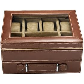Fossil Watch Box - Trent Large Accessory Box (Color: Cognac)