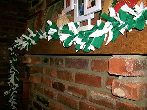 Handmade Green and White Fabric Lighted Garland