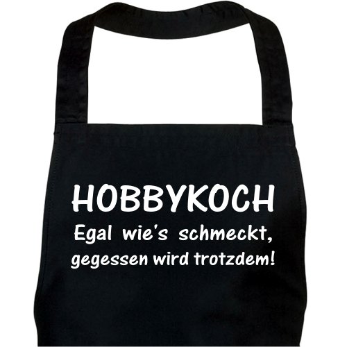 Schürze HOBBYKOCH schwarz / Grillschürze, Kochschürze, Küchenschürze, Latzschürze