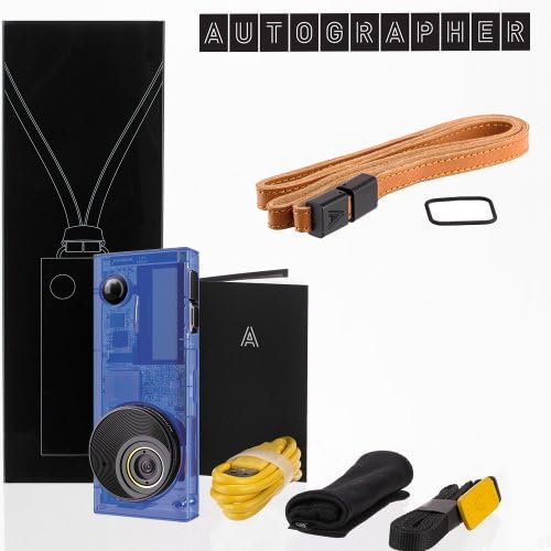 Autographer 136° Wide-angle Intelligent Hands-free 8GB Wearable Lifestyle Camera with 5 built-in Sensors and GPS - Aquamarine Blue + Luxury Leather Lanyard