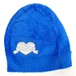 Bebe Baby Fur Winter Hat Blue Heart Rhinestone Logo