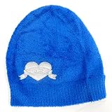 Bebe Baby Fur Winter Hat Blue Heart Rhinestone Logo
