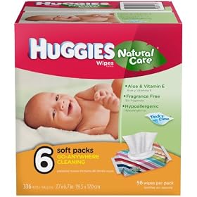 Huggies Natural Care Baby Wipes, 6 packs of 56 wipes (336 total count)