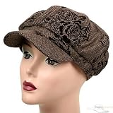 Flower Print Newsboy Hat-Brown